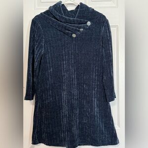 Indigo Soul Cowl neck with embellishments size small